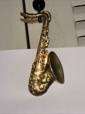 Vintage Brass Saxaphone Paperweight/ Clip